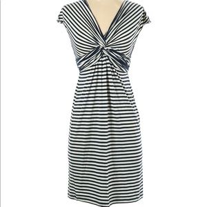 Max Studio Navy and White Stripe Short Sleeve XS Dress